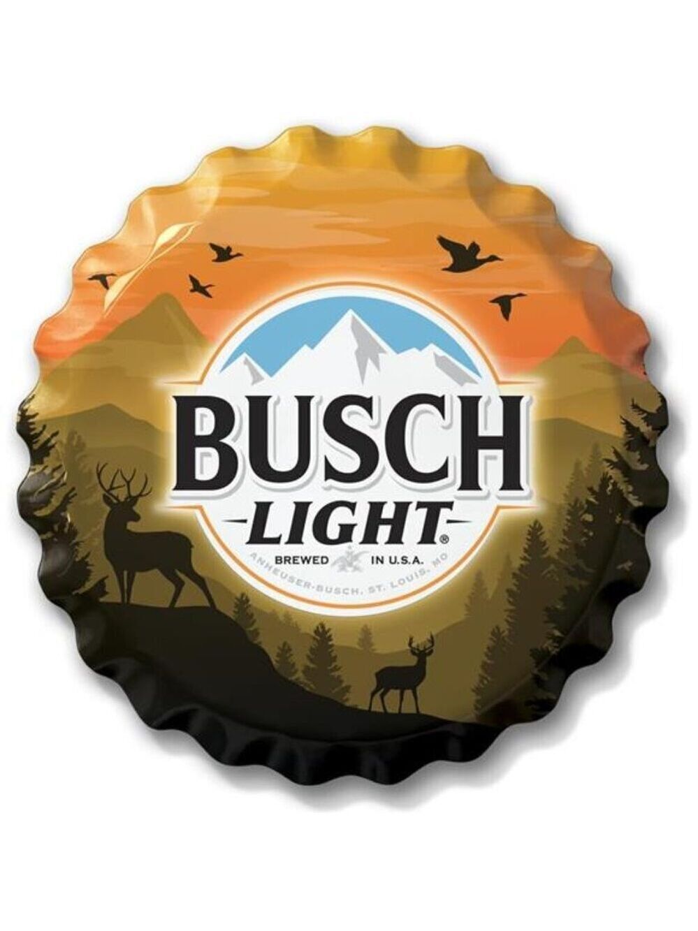 Busch Light Beer Hunting Metal Bottle Cap Sign Garage Shop Bar Man Cave LARGE NW